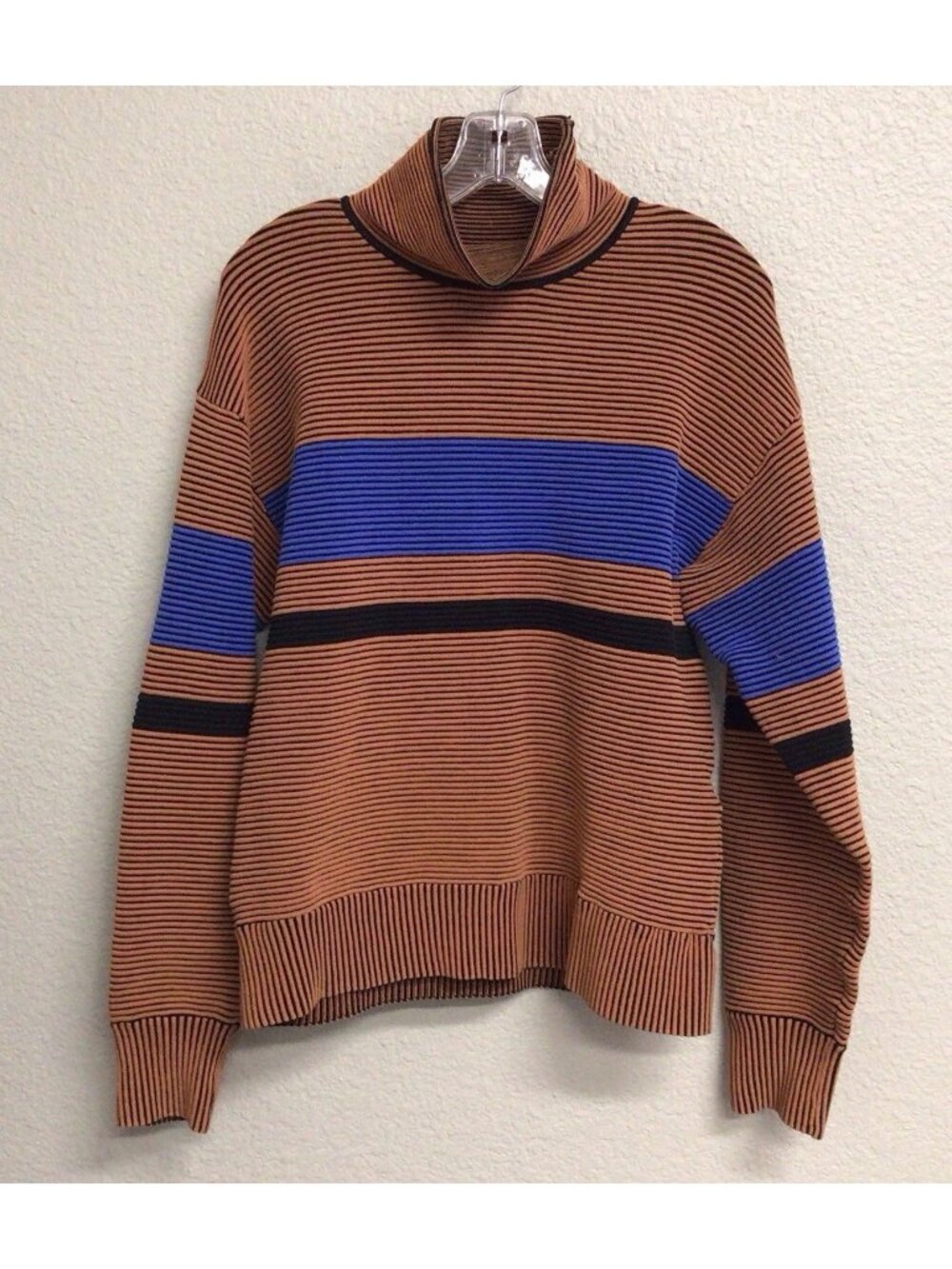 Nagnata Retro Ribbed Sweater Funnel Neck Bronze Women’s Size Small